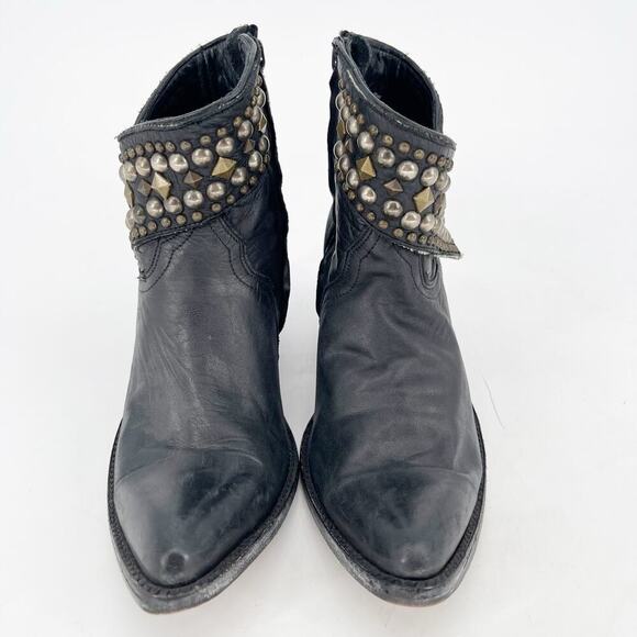 Old Gringo Black Leather Mini Belinda Studded Ankle Western Cowgirl Boot sz 6.5 - Picture 5 of 11